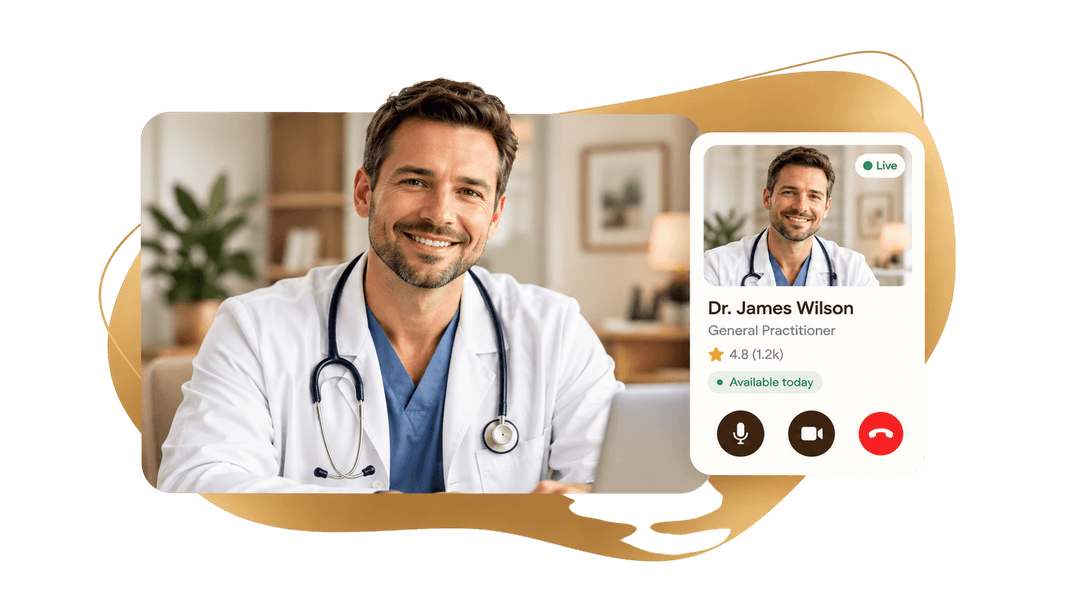 Smiling healthcare doctor on Chekup247 platform